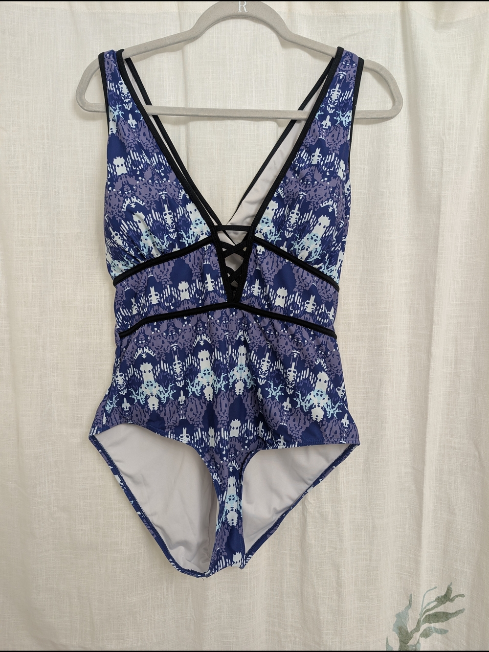 Flatter Me Blue Printed One Piece Swimsuit XL